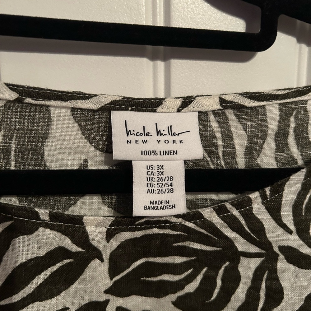 Nicole Miller 100% linen top, size 3X - Picture 3 of 5